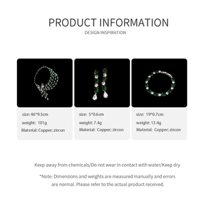 Detailed size and weight information for copper and zircon bow necklace jewelry set