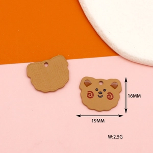 Detailed view of 19x16mm matte brown bear alloy charm for DIY jewelry making