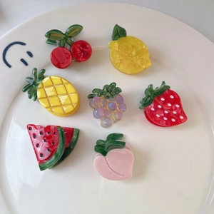 Mini Hair Claws Cute Fruit Shape Acetate Hair Clips For Bangs Kawaii Strawberry Lemon Watermelon Accessories For Women Girls