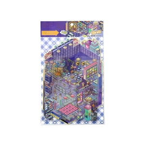 2.5D Isometric Deco Scene Stickers with Retro Disco Dance Floor and Bar details