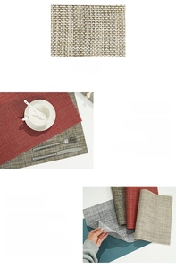 Detailed close-up of thickened woven vinyl placemats in multiple colors and textures