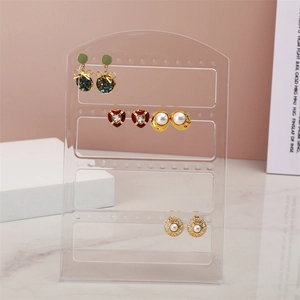 L-shaped clear acrylic jewelry organizer with 48 holes for earrings and studs