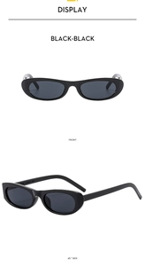 Front and side angles of vintage oval sunglasses with 53-20-145 temple engraving
