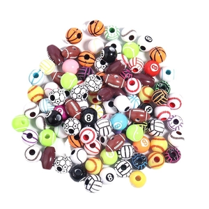 DIY mixed sports ball beads including baseball, basketball and soccer for jewelry making