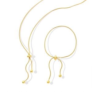 Elegante set di collana e bracciale a catena a serpente placcato oro 18K da donna
