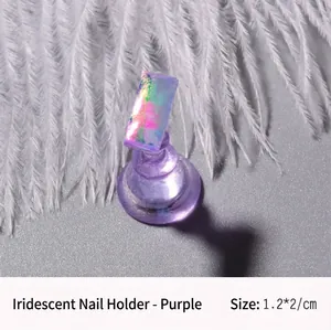 Detail view of iridescent purple nail art stand with dimension of 1.2 by 2 cm