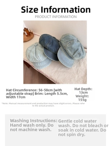 Tabella taglie berretto di jeans con coulisse interna regolabile per vestibilità