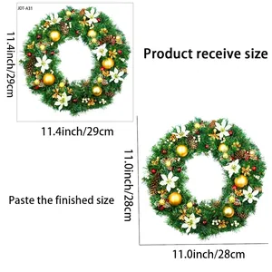 Detailed dimensions of Christmas wreath window stickers showing 29cm and 28cm sizes