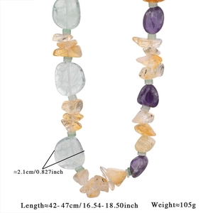 Detail showing natural amethyst and aventurine stone beads with dimensions of 2.1cm