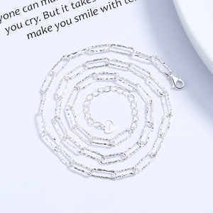 Minimalist 925 sterling silver geometric link chain necklace with heart pendant