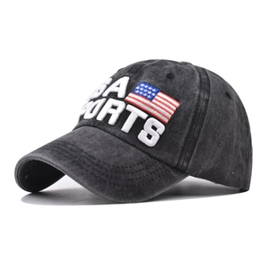 USA Sports Baseball Cap Washed Cotton Distressed 3D Embroidery American Flag Retro Adjustable Sun Hat For Men Women