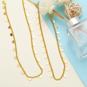 Chic gold-plated punk choker necklaces with delicate butterfly and heart pendants