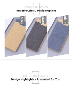 Three-color options for denim long wallets with contrast stitching and card slots