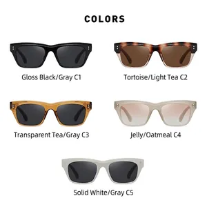 Polarized square frame sunglasses for women in black, tortoiseshell and clear colors