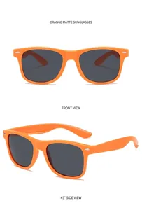 Front and side views of orange Wellington sunglasses with grey lenses and silver studs