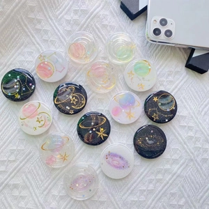 Starry Sky Galaxy Phone Grip Telescopic Airbag Stand Epoxy Resin Glitter Planet Pattern Foldable Universal Support