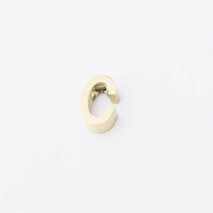 Polished gold letter C bead with 1.8mm hole showing detailed metallic finish on white background