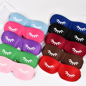 3D contoured sleep mask with eyelash patterns in various vibrant colors for travel