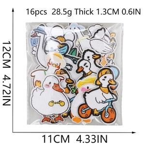 16-piece set of cute cartoon duck embroidery patches for children clothing decoration