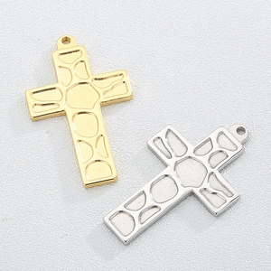 Hip hop punk style titanium steel cross pendants in gold and silver metallic finishes