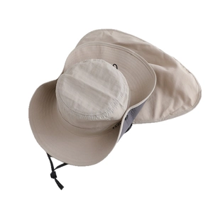 Atmungsaktiver beige Kinder Sonnenhut mit Nackenschutz und breiter Krempe für Outdoor