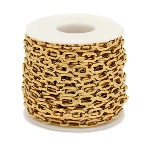 Spool of 18K gold plated stainless steel oval link chain for DIY jewelry making
