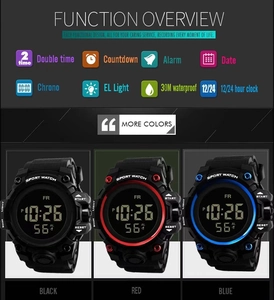 Multi-function digital sport watch with 30M water resistance and EL backlight display