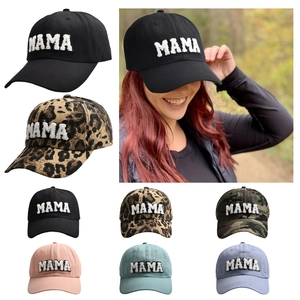 Mama Mini Embroidery Baseball Cap Cotton Adjustable Curved Brim Sun Hat For Women And Kids Outdoor Leopard Camo