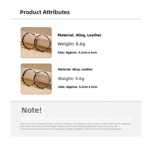 Detail view of leopard print leather hoop earrings with size and weight specifications