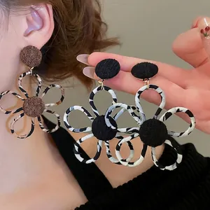 Boucles D'oreilles Pendantes En Tissu À Imprimé Léopard Avec Tige En Argent Sterling 925 Bijoux Bohèmes Pour Femmes