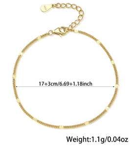 Detail of S925 sterling silver gold chain bracelet with dimension and weight labels