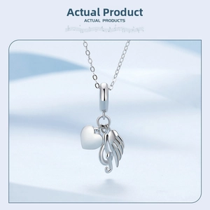 S925 sterling silver music charms featuring a heart, treble clef, and wing pendant