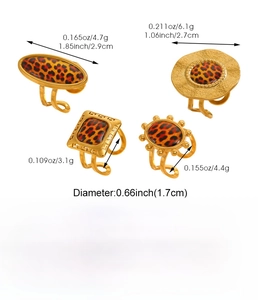 Detailed size and weight specs for vintage gold leopard print stainless steel rings