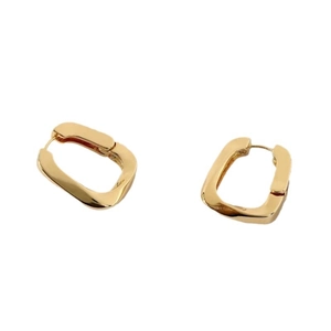 Orecchini a cerchio quadrati vintage ritorti irregolari placcati oro 18k su bianco