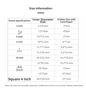Size guide for black walnut photo frame showing internal and viewing dimensions