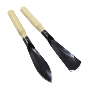 Garden tool set with black manganese steel pointed and flat shovels and wood handles