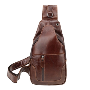 Premium dark brown vintage leather sling bag for men with high-capacity shoulder design