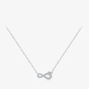 Infinity Symbol Pendant Necklace 925 Sterling Silver Cubic Zirconia Mobius Loop Heart Minimalist Jewelry For Women