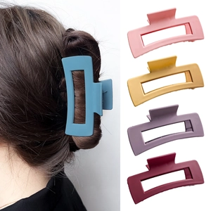 Matte square claw clip set in five colors for elegant hair styling and long hair buns