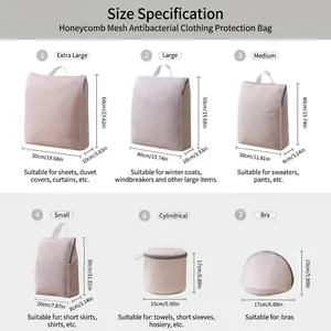 Stereo honeycomb mesh laundry bag set in multiple sizes for washing machine protection