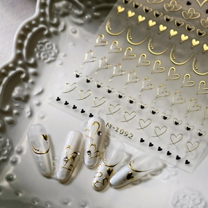 Nail Art Stickers Metallic Hollow Line Heart Star Gold Silver DIY Manicure Decoration For Women Elegant Fashion