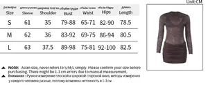 Detailed size chart for the lace patchwork bodycon dress in S, M, and L dimensions