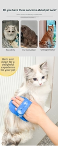 Detailed view of adjustable silicone pet bath brush for dogs and cats in a shower scene