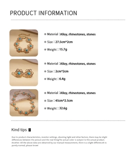 Detail specifications of bohemian hollow flower jewelry set with turquoise stones