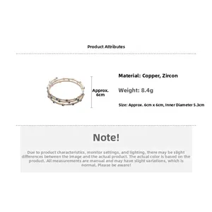 Detailed size parameters and triple-layer cubic zirconia open bracelet dimensions