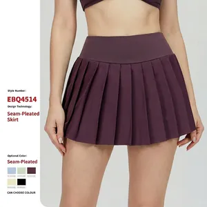 Women's Pleated Tennis Skirt High Waist Athletic Skort With Pocket Anti Exposure Polyester Running Fitness Yoga Mini Skirt