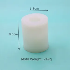 Creative cylinder vase silicone mold for candles and soaps, 6.8x8.6cm, white translucent