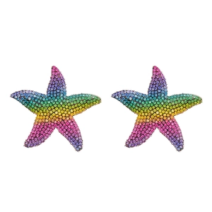 Elegante Regenbogen Kristall Seestern Ohrstecker mit luxuriösem Funkelndem Strand Design