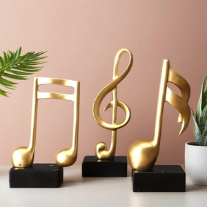 Music Note Ornaments Resin Gold Treble Clef Eighth Note For Desktop Home Office Modern Simple Decorative Craft Gift
