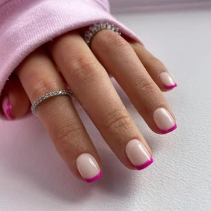 French Press On Nails Short Square ABS Artificial Fake Nails Plum Pink Glossy Simple Style For Women